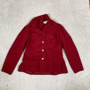 Vintage Kingsley Jacket Women's Button Wool Red Pea Coat Out Door Small
